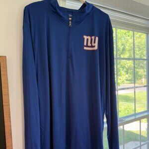 NWT NFL New York Giants Long Sleeve, 1/4 Zip, 100% Polyester Shirt, Size XXL